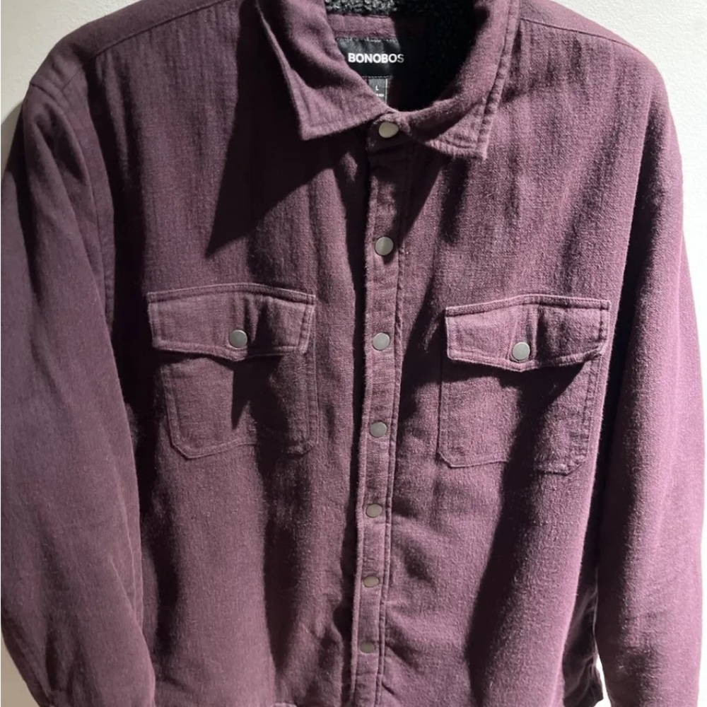 Men’s Bonobos Sherpa Lined Shirt Jacket Large.